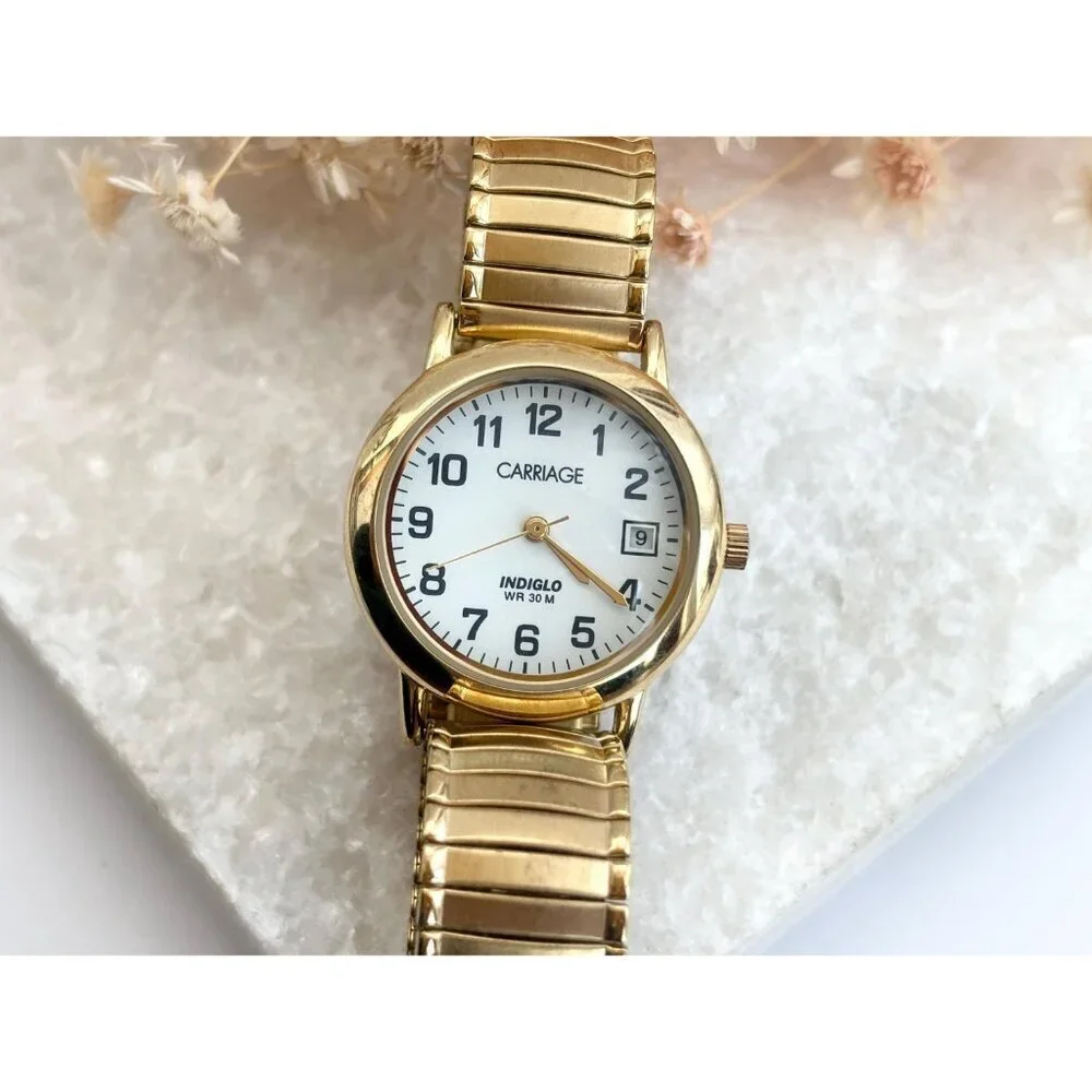 Carriage by Timex C3A151 BACK LIT! Gold Toned Vintage Wristwatch - 28mm - WORKS!